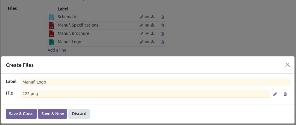 Add file dialog showing Label and File fields