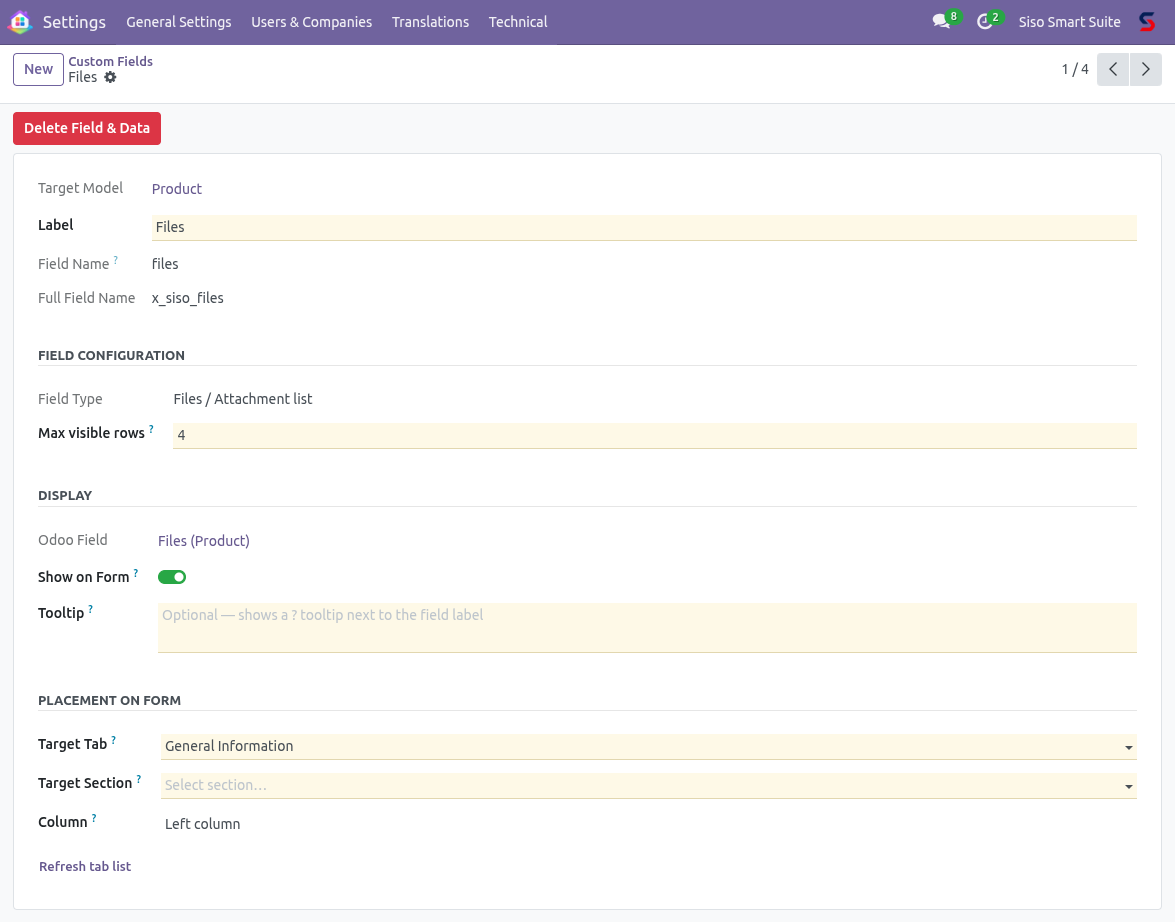 File attachment list showing multiple files with type icons, labels, and action buttons